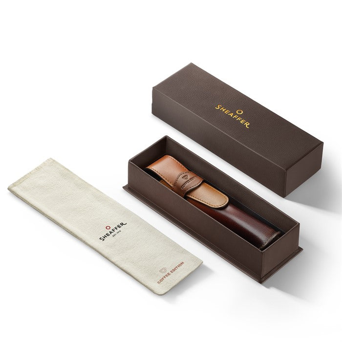 Sheaffer Coffee Edition Full-Grain Leather Pen Pouch for Single Pen.