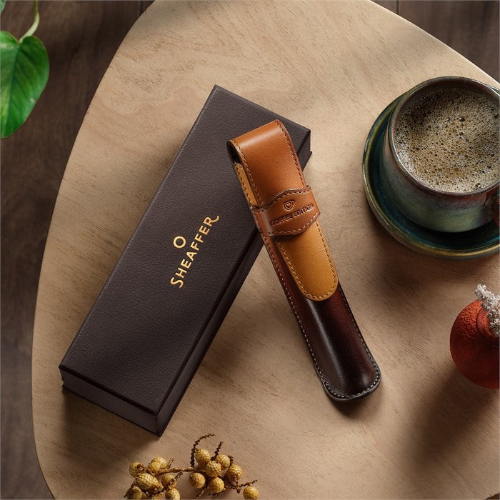 Sheaffer Coffee Edition Full-Grain Leather Pen Pouch for Single Pen.