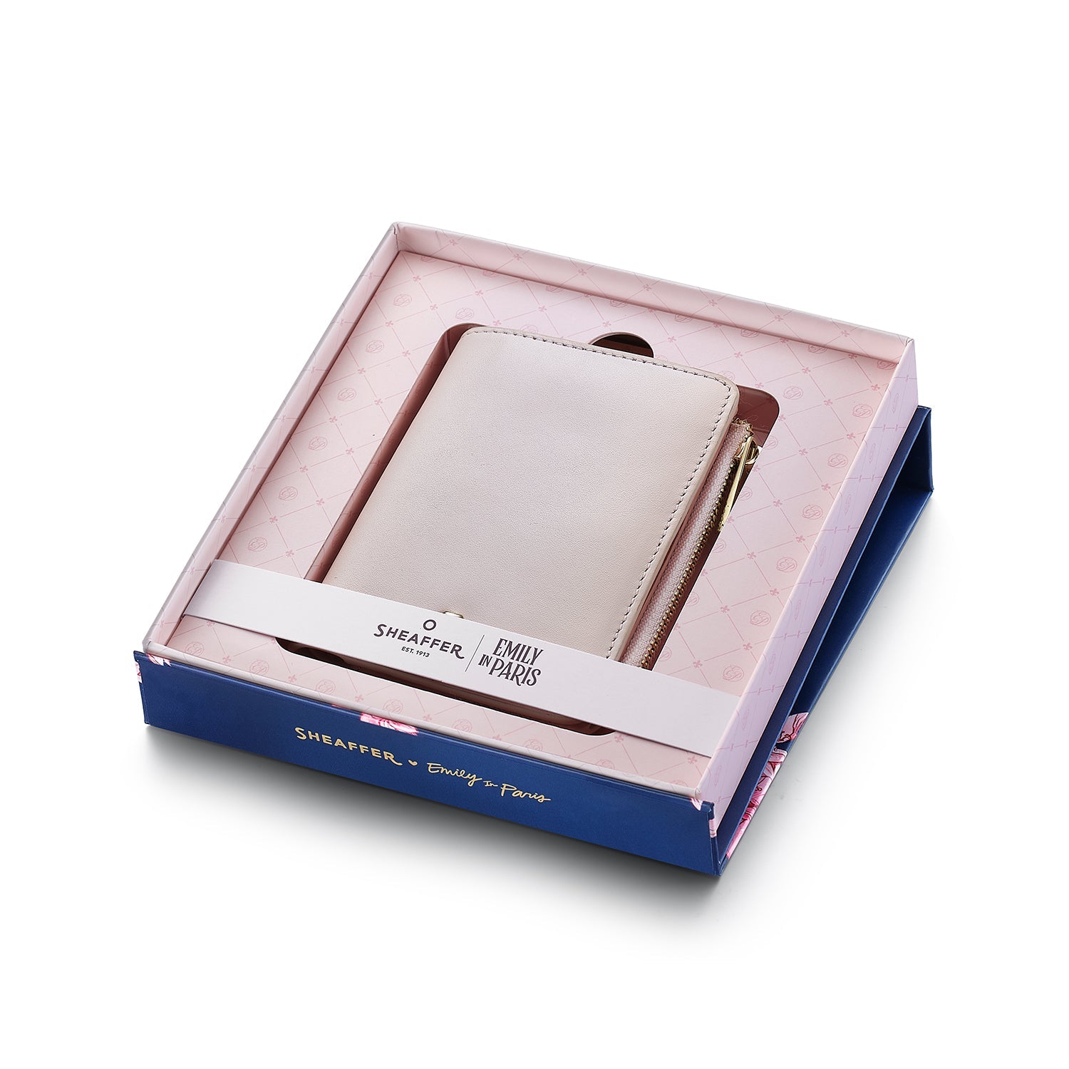 Sheaffer Emily in Paris Full-Grain Leather Zipped Bifold Coin Wallet with Heart-Shaped Emblem - Pink.