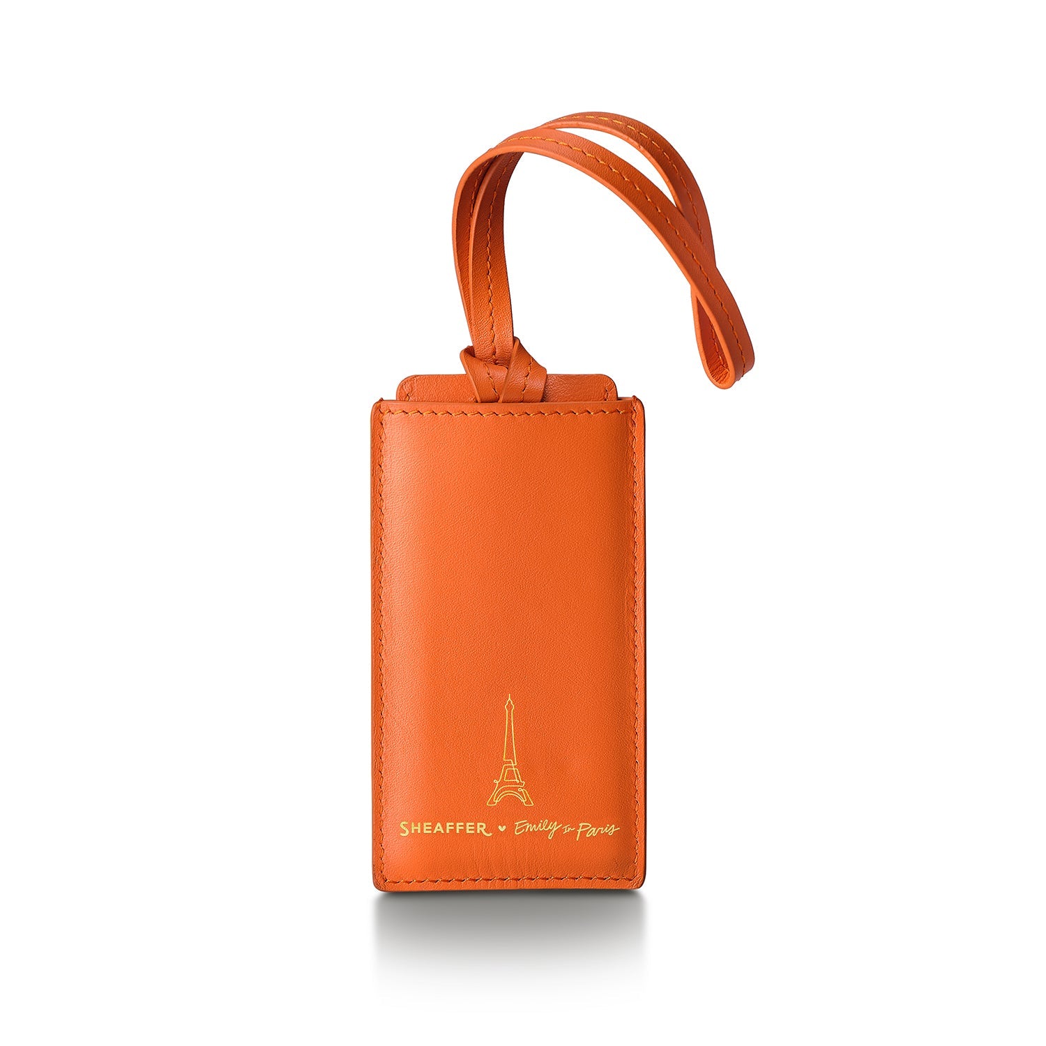 Sheaffer Emily in Paris Full-Grain Leather Luggage Tag - Orange.