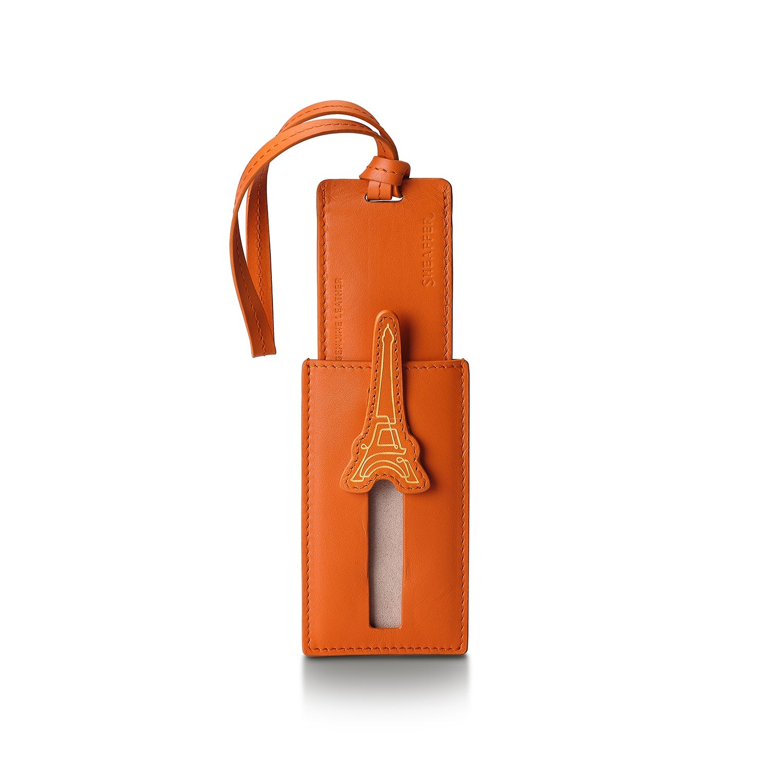 Sheaffer Emily in Paris Full-Grain Leather Luggage Tag - Orange.