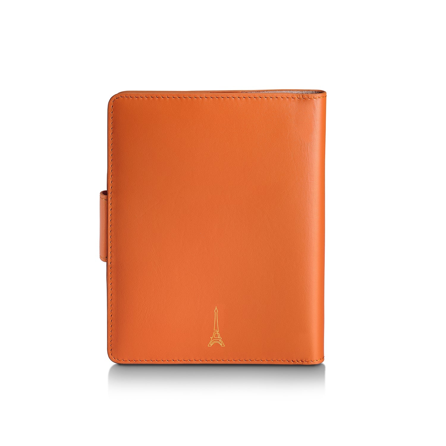 Sheaffer Emily in Paris Full-Grain Leather Passport Case with Pen Loop and Heart-Shaped Emblem - Orange.
