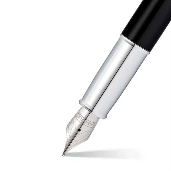 Sheaffer 100 E9317 Matte Black With Chrome Plated Trims Fountain Pen.