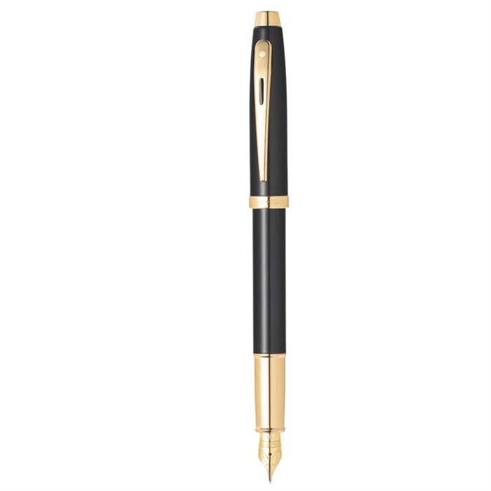 Sheaffer 100 E9322 Glossy Black With Gold Tone Trims Fountain Pen.