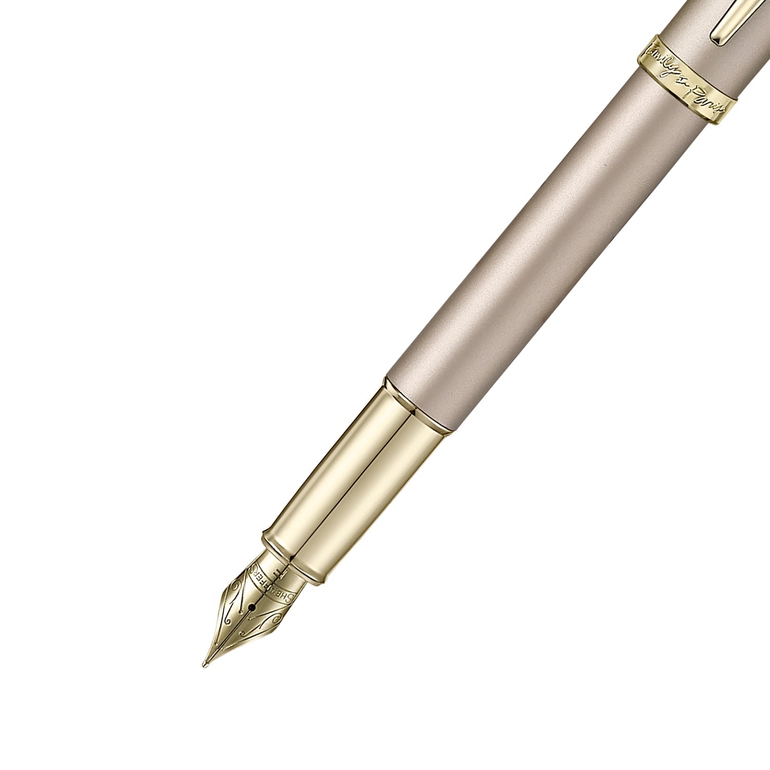 Sheaffer 100 Emily in Paris 9377 Champagne Gold Fountain Pen with Champagne Gold Trims and Bow-Shaped Clip Emblem (Fine).