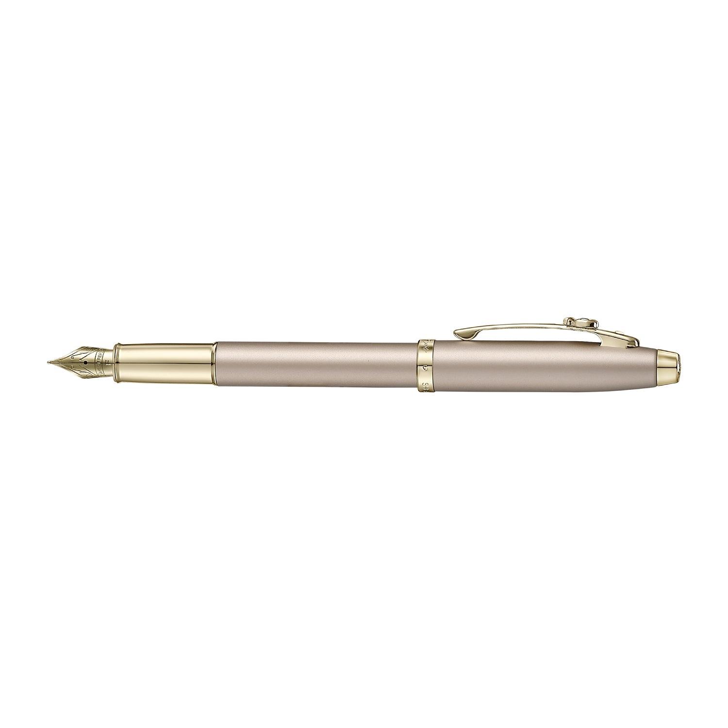 Sheaffer 100 Emily in Paris 9377 Champagne Gold Fountain Pen with Champagne Gold Trims and Bow-Shaped Clip Emblem (Fine).