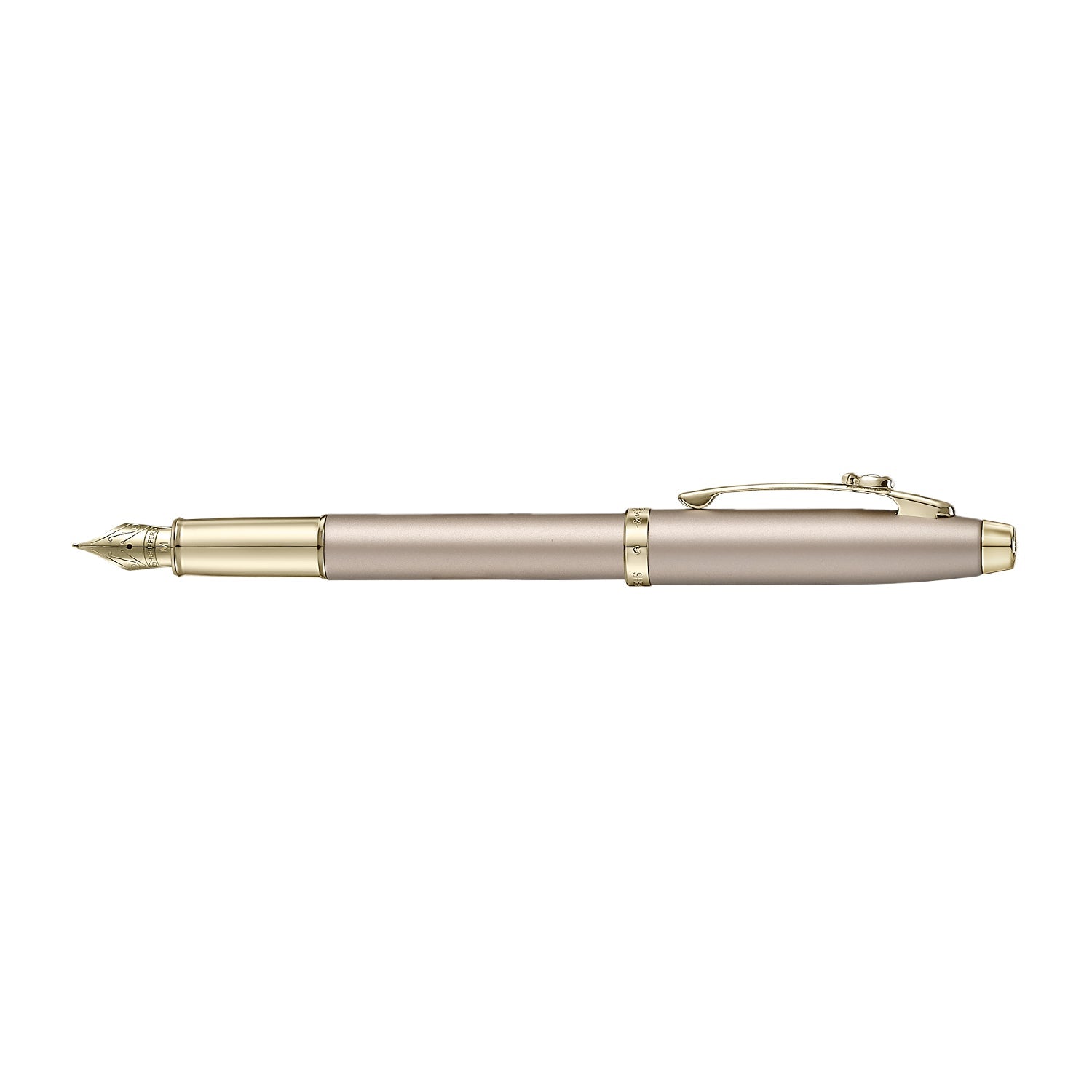 Sheaffer 100 Emily in Paris 9377 Champagne Gold Fountain Pen with Champagne Gold Trims and Bow-Shaped Clip Emblem (Medium).