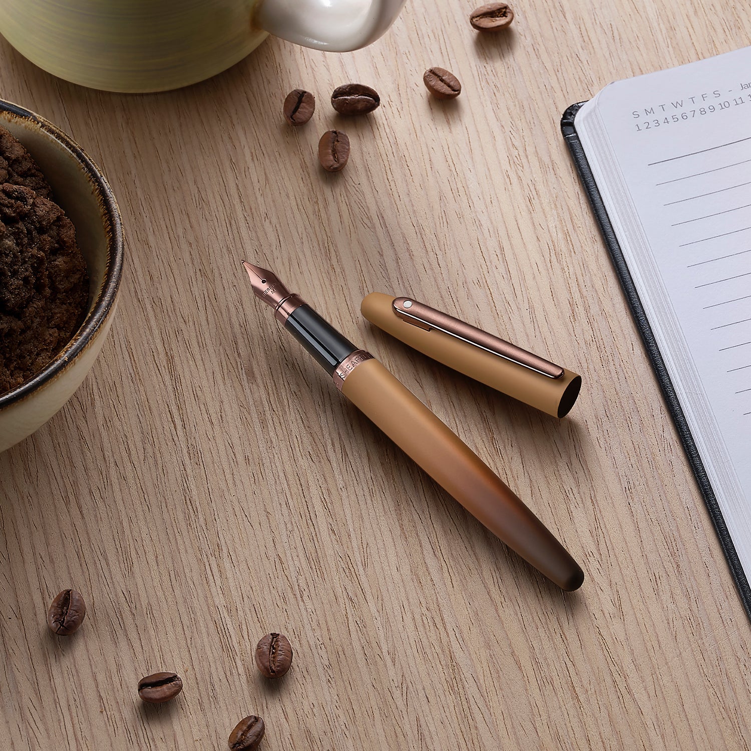 Sheaffer® VFM 9428 Coffee Edition Matt Brown Fountain Pen with Regal Brown PVD Trims.