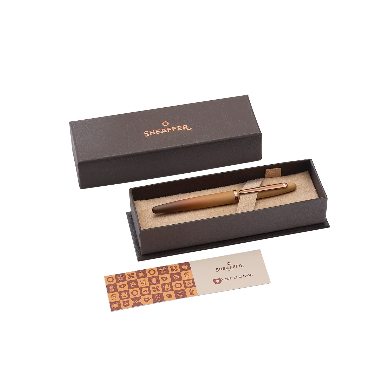 Sheaffer® VFM 9428 Coffee Edition Matt Brown Fountain Pen with Regal Brown PVD Trims.