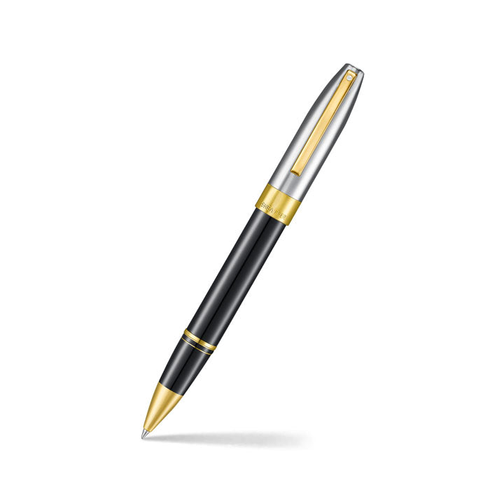 Sheaffer Legacy 9065 Glossy Black and Chrome Bi-color Rollerball Pen with 14K PVD Gold-Plated, Stainless Steel Trims.