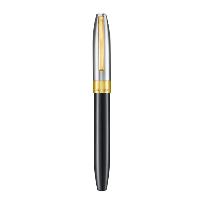 Sheaffer Legacy 9065 Glossy Black and Chrome Bi-color Rollerball Pen with 14K PVD Gold-Plated, Stainless Steel Trims.