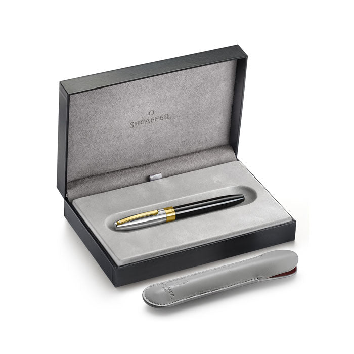 Sheaffer Legacy 9065 Glossy Black and Chrome Bi-color Rollerball Pen with 14K PVD Gold-Plated, Stainless Steel Trims.