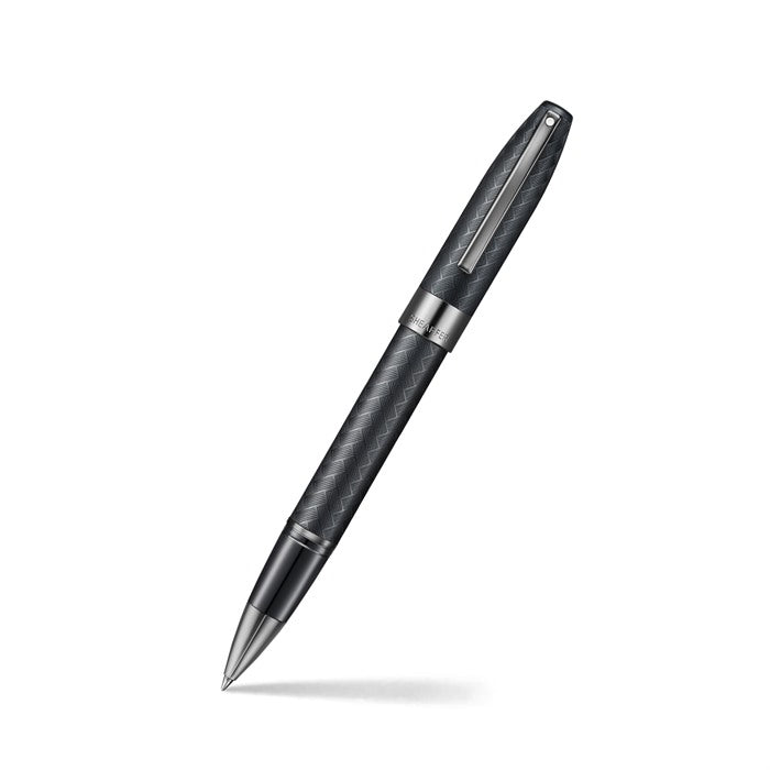 Sheaffer Legacy Chevron 9066 Matte Black Rollerball Pen with PVD Gunmetal Trims.