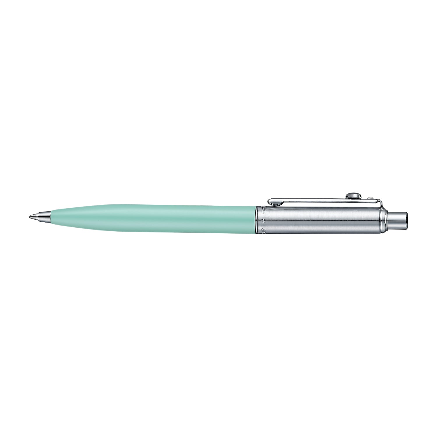 Sheaffer Sentinel Emily in Paris 321 Green Matte Finish Ballpoint Pen with Chrome-Plated Trims and Heart-Shaped Clip Emblem.