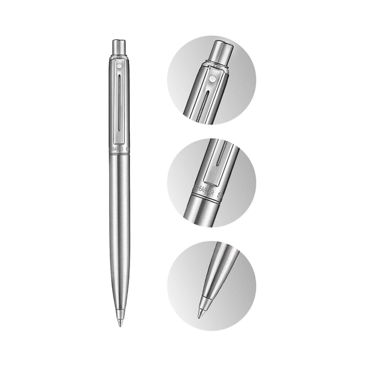 Sheaffer Sentinel Metal 330 Brushed Chrome Ballpoint Pen with Chrome Trims.