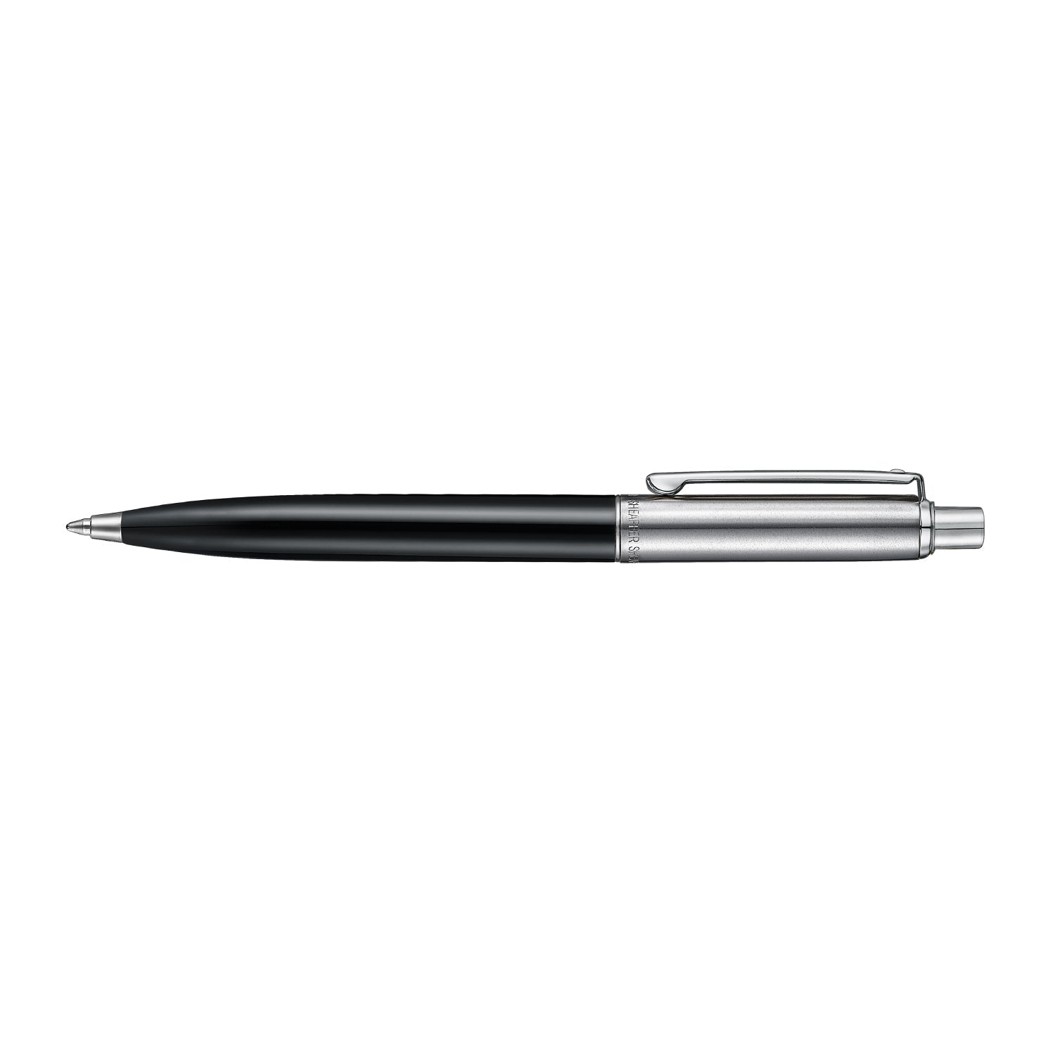 Sheaffer Sentinel Metal 332 Glossy Black Barrel and Brushed Chrome Ballpoint Pen with Chrome Trims.