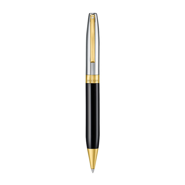 Sheaffer Legacy 9065 Glossy Black and Chrome Bi-color Ballpoint Pen with 14K PVD Gold-Plated, Stainless Steel Trims.