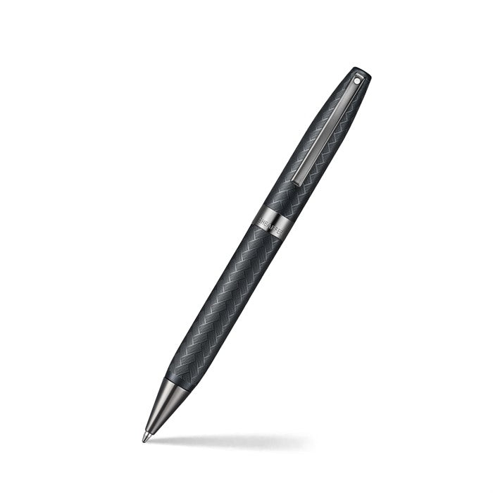 Sheaffer Legacy Chevron 9066 Matte Black Ballpoint Pen with PVD Gunmetal Trims.