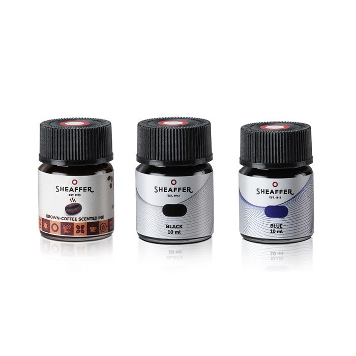 Sheaffer Gift Set ft. Coffee Edition 100 9374 Fountain Pen with Regal Brown PVD Trims and 3 x 10ml Ink Bottles.
