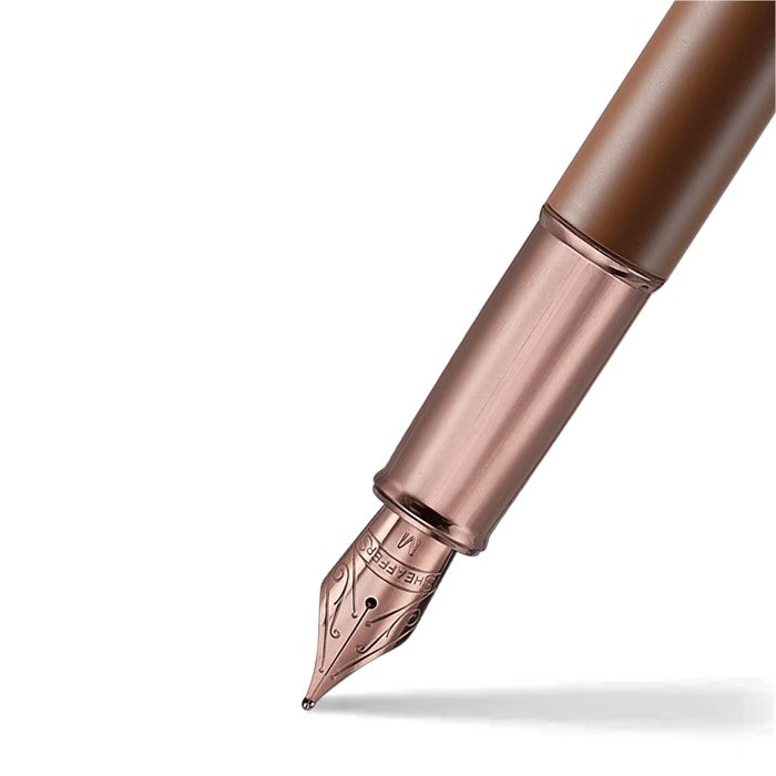 Sheaffer Gift Set ft. Coffee Edition 100 9374 Fountain Pen with Regal Brown PVD Trims and 3 x 10ml Ink Bottles.
