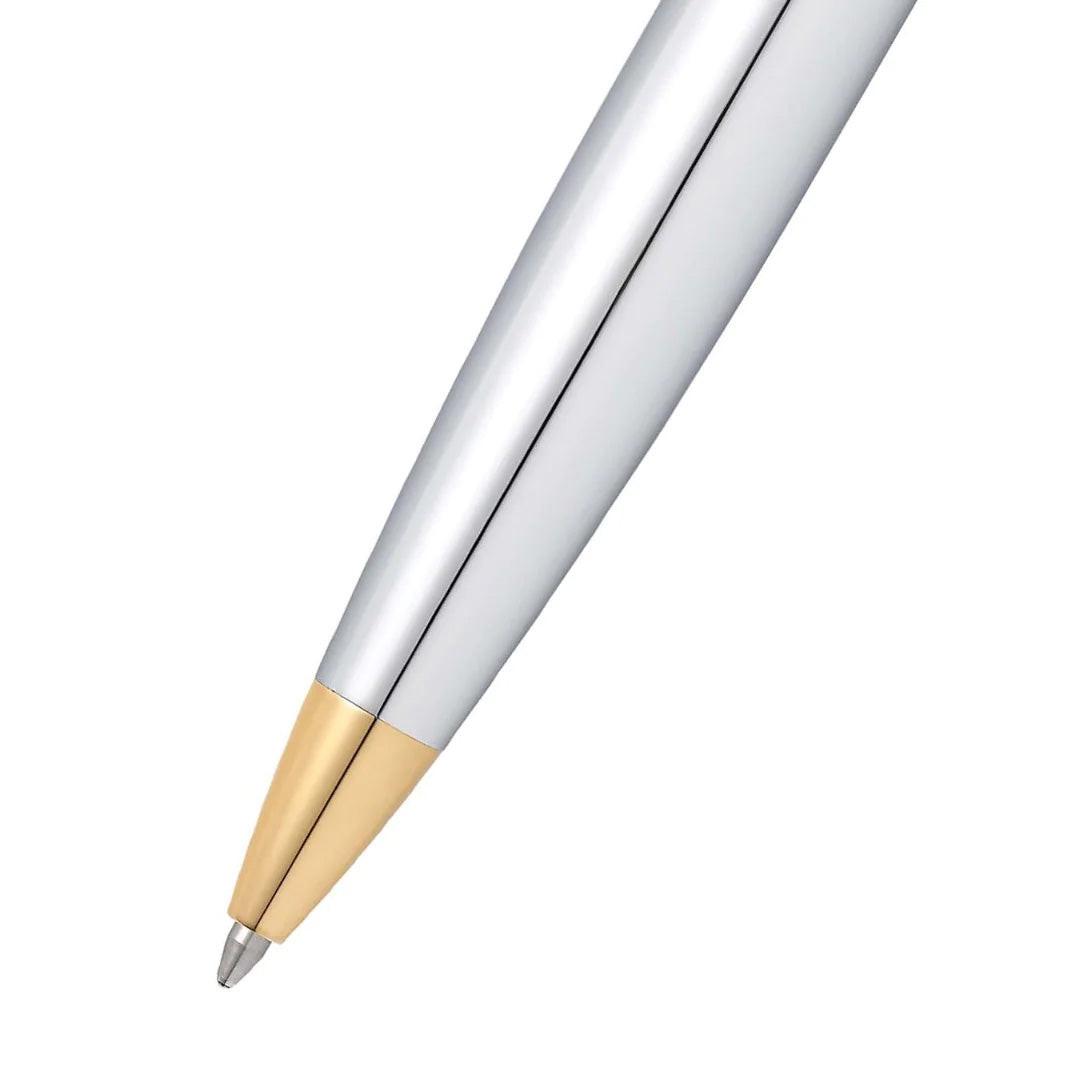 Sheaffer Gift Set ft. Bright Chrome 300 Ballpoint Pen with Gold Trims and Credit Card Holder