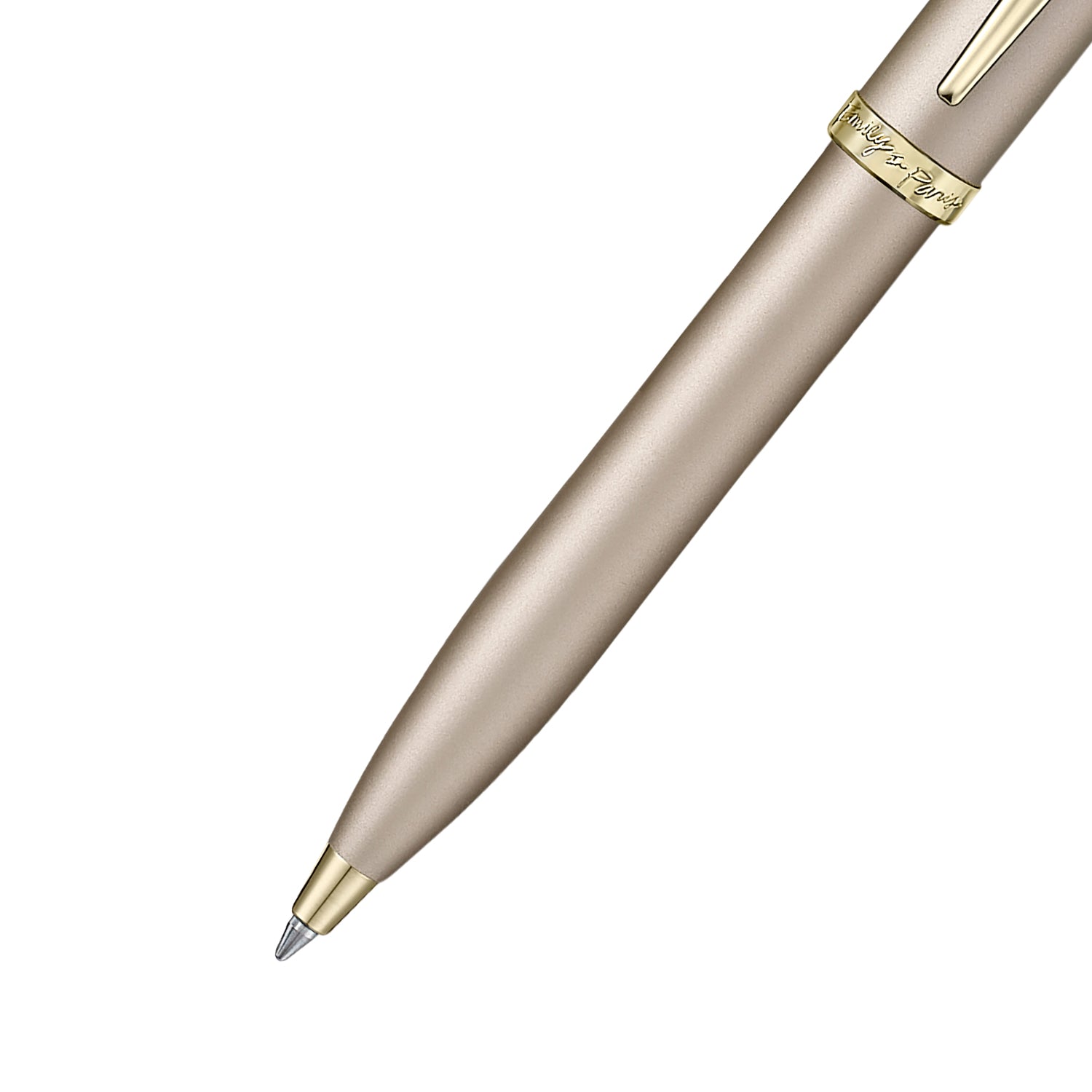 Sheaffer Gift Set ft. 100 Emily in Paris 9377 Champagne Gold Ballpoint Pen with Champagne Gold Trims and Full-Grain Credit Card Holder.