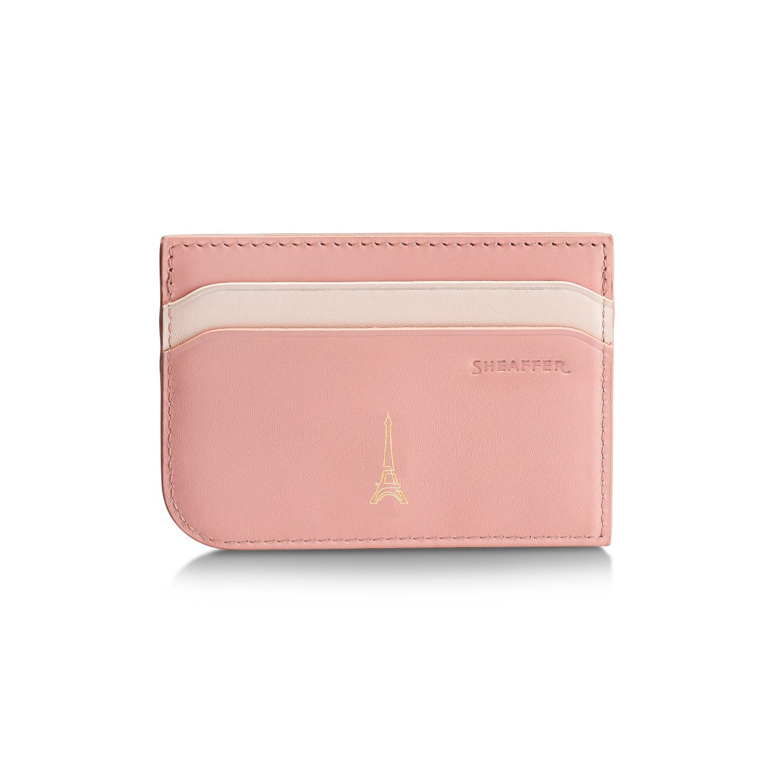 Sheaffer Gift Set ft - Emily in Paris Prelude Mini 9810 Pastel Pink Ballpoint Pen with Swarovski Crystal and Full-Grain Leather Credit Card Holder.