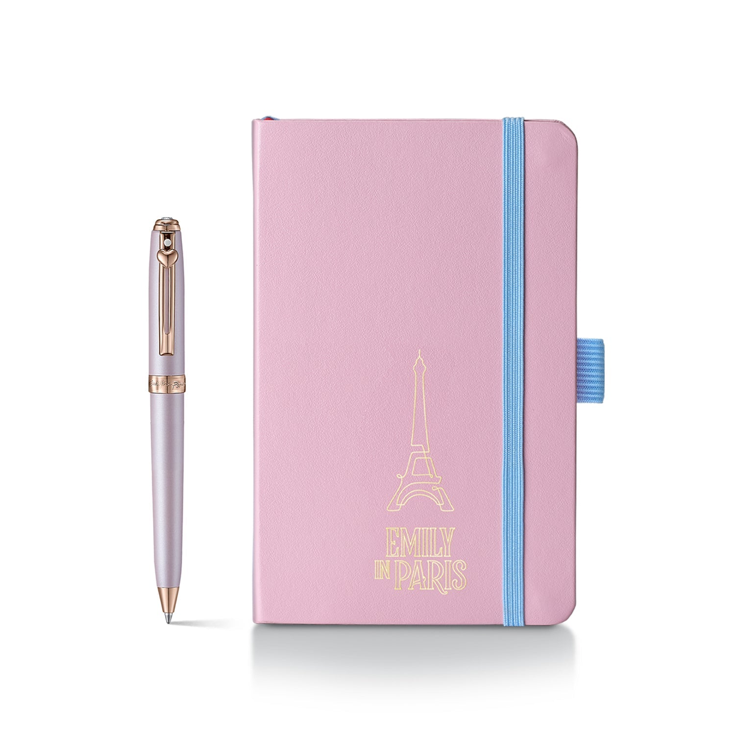 Sheaffer Gift Set ft - Emily in Paris Prelude Mini 9810 Pastel Pink Ballpoint Pen with Swarovski Crystal and Hardbound Small Notebook.