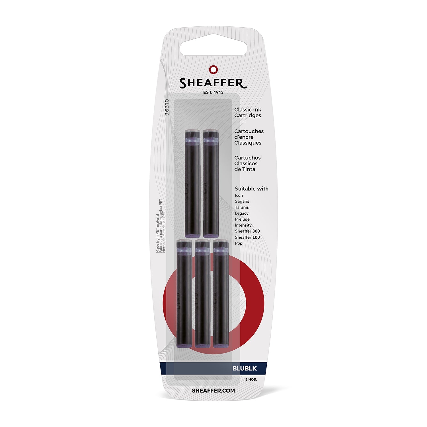 Sheaffer Classic Ink Cartridge (Pack of 5) Blue Black.