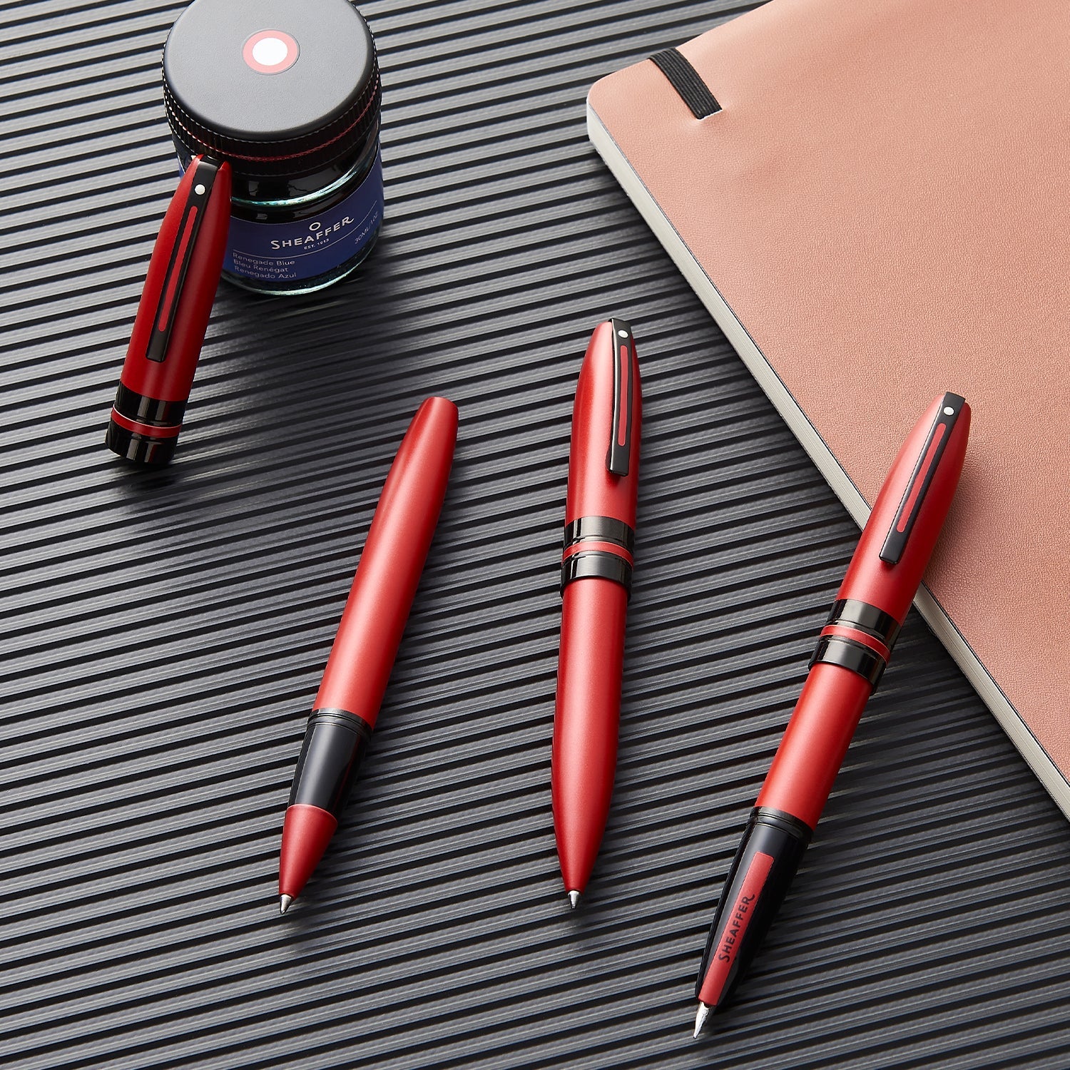 Sheaffer® ICON 9111 Metallic Red Rollerball Pen With Gloss Black trim.