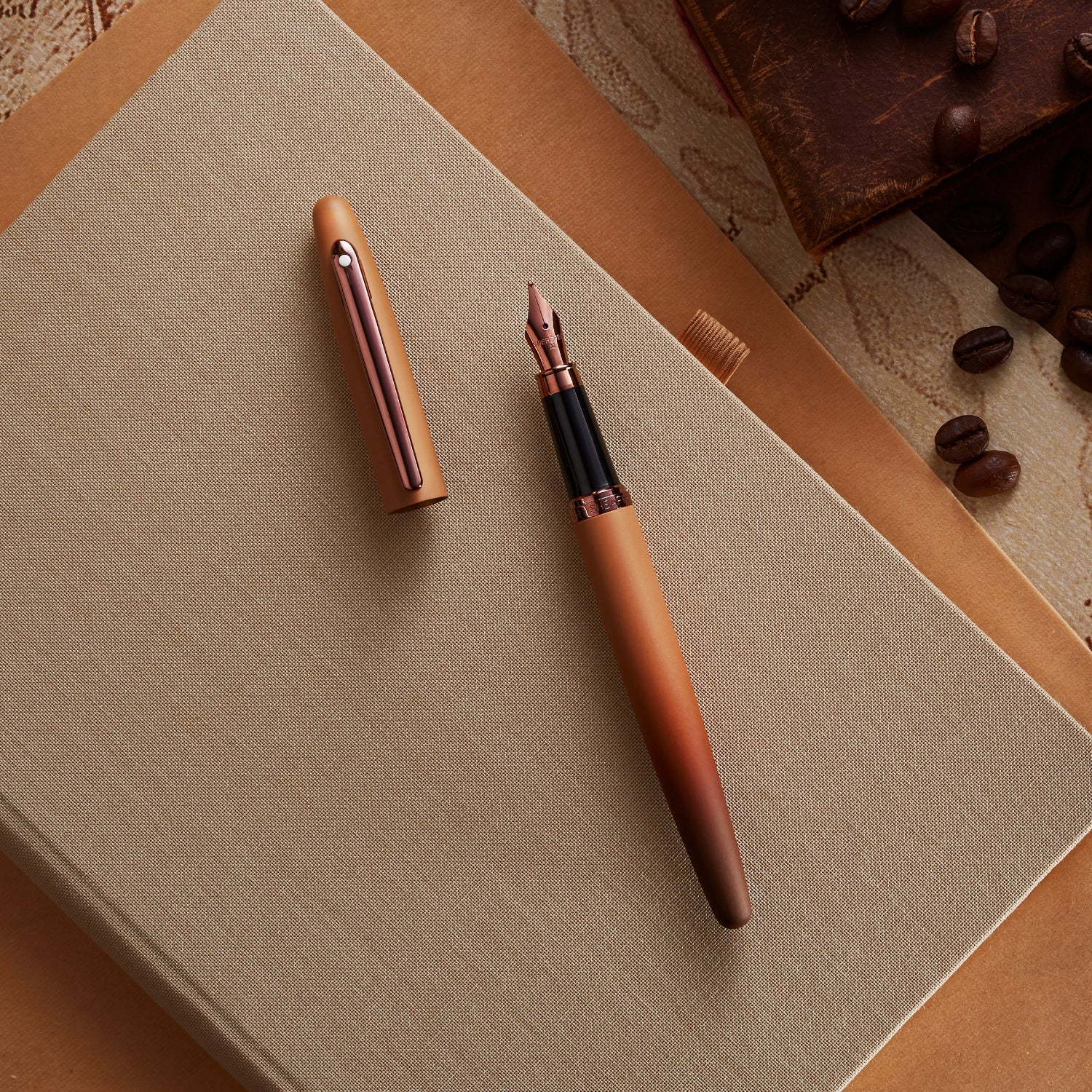 Sheaffer® VFM 9428 Coffee Edition Matt Brown Fountain Pen with Regal Brown PVD Trims.