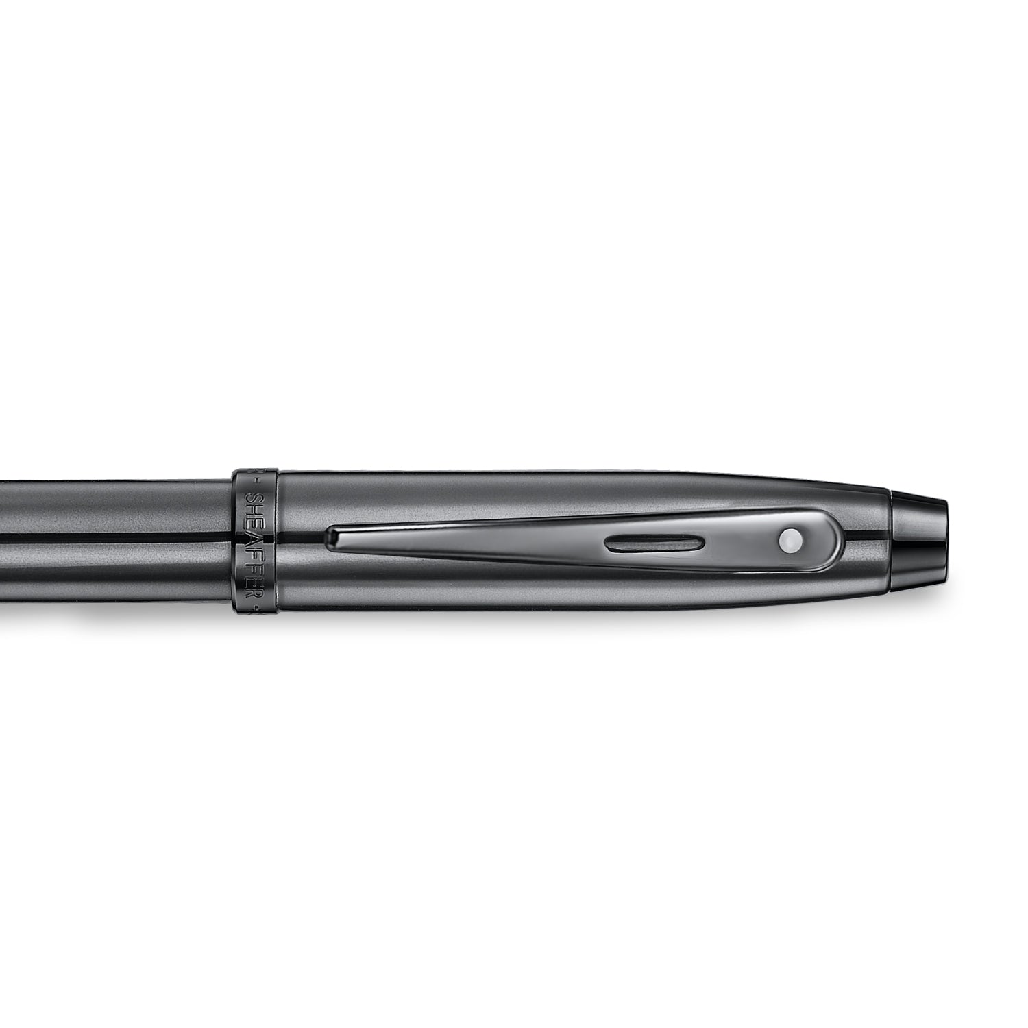 Sheaffer 100 9375 Ionic Gunmetal Grey Ballpoint Pen with Shiny PVD Trims.