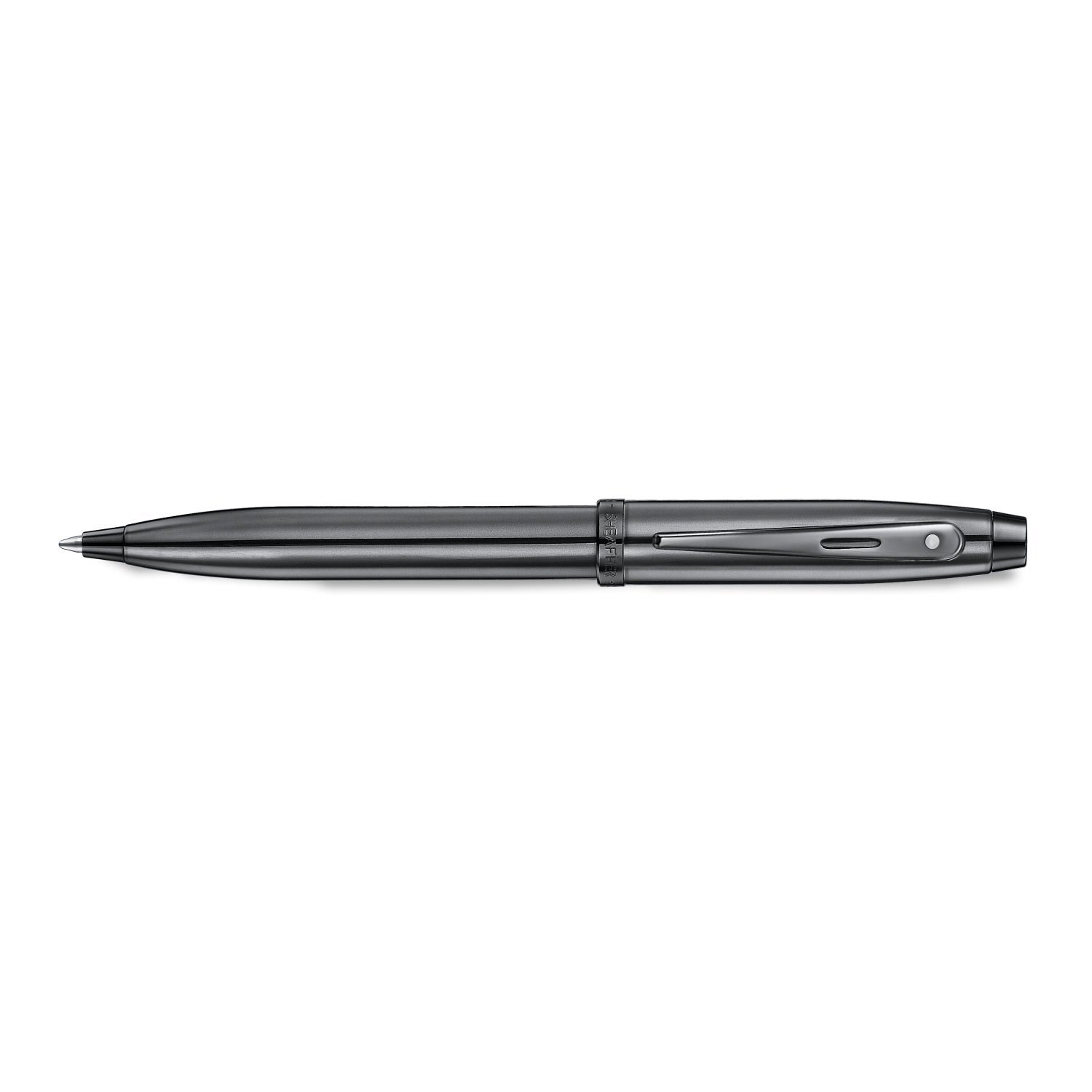 Sheaffer 100 9375 Ionic Gunmetal Grey Ballpoint Pen with Shiny PVD Trims.