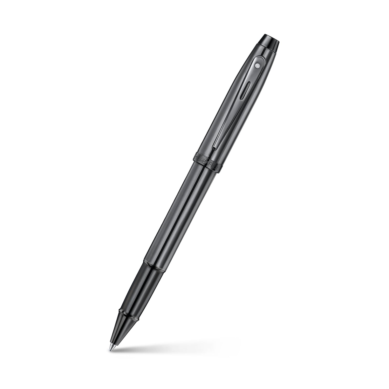 Sheaffer 100 9375 Ionic Gunmetal Grey Rollerball Pen with Shiny PVD Trims.