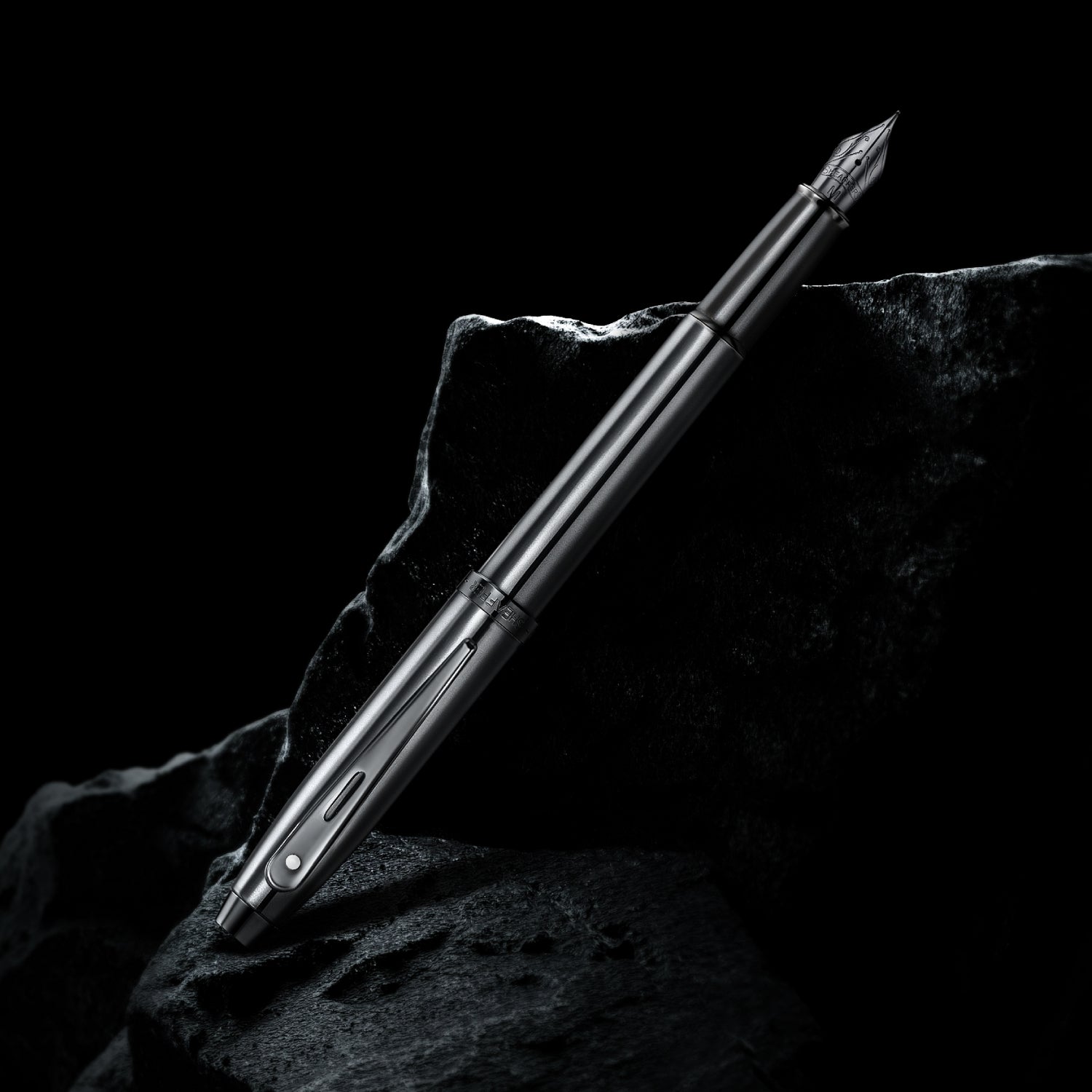 Sheaffer 100 9375 Ionic Gunmetal Grey Fountain Pen with Shiny PVD Trims.
