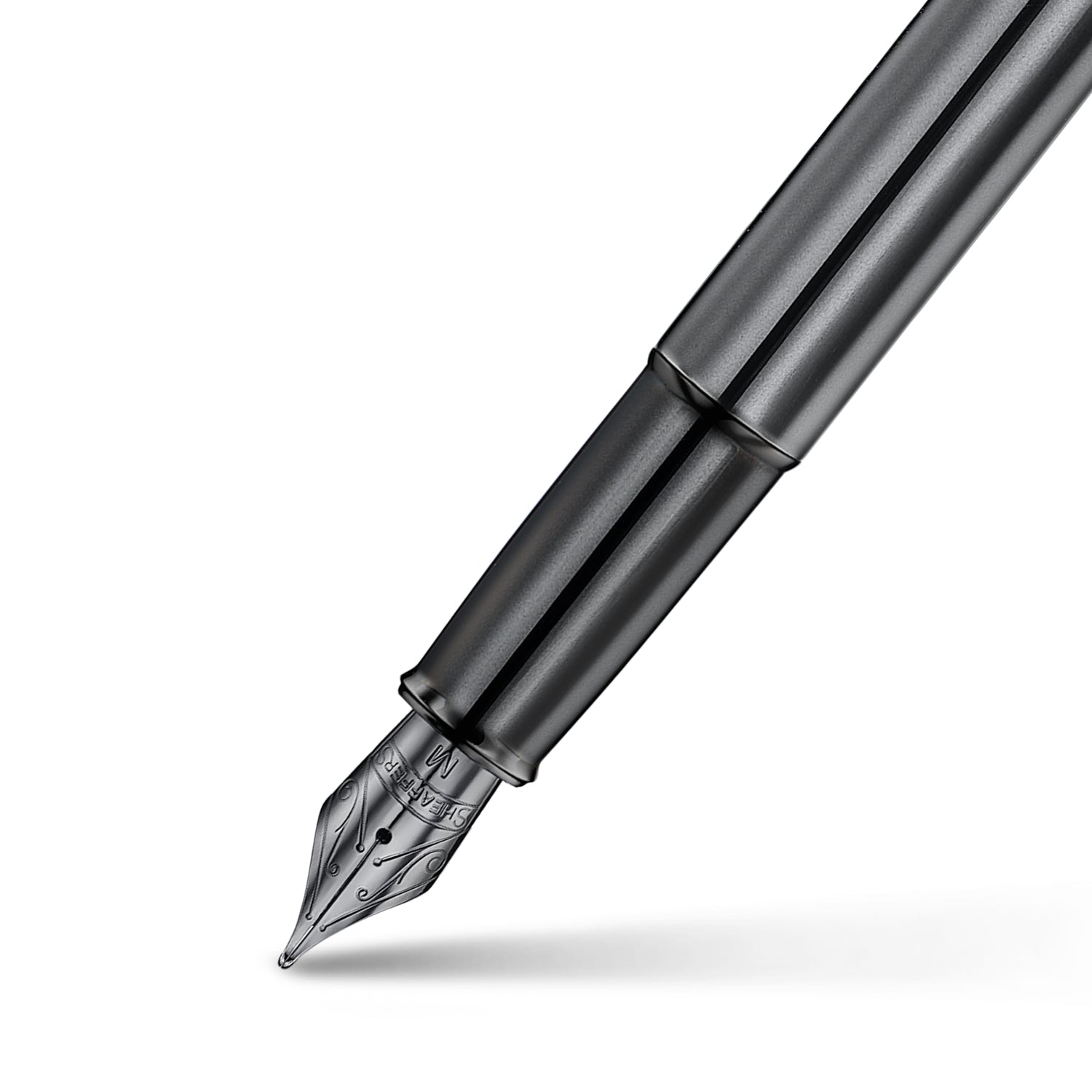 Sheaffer 100 9375 Ionic Gunmetal Grey Fountain Pen with Shiny PVD Trims.