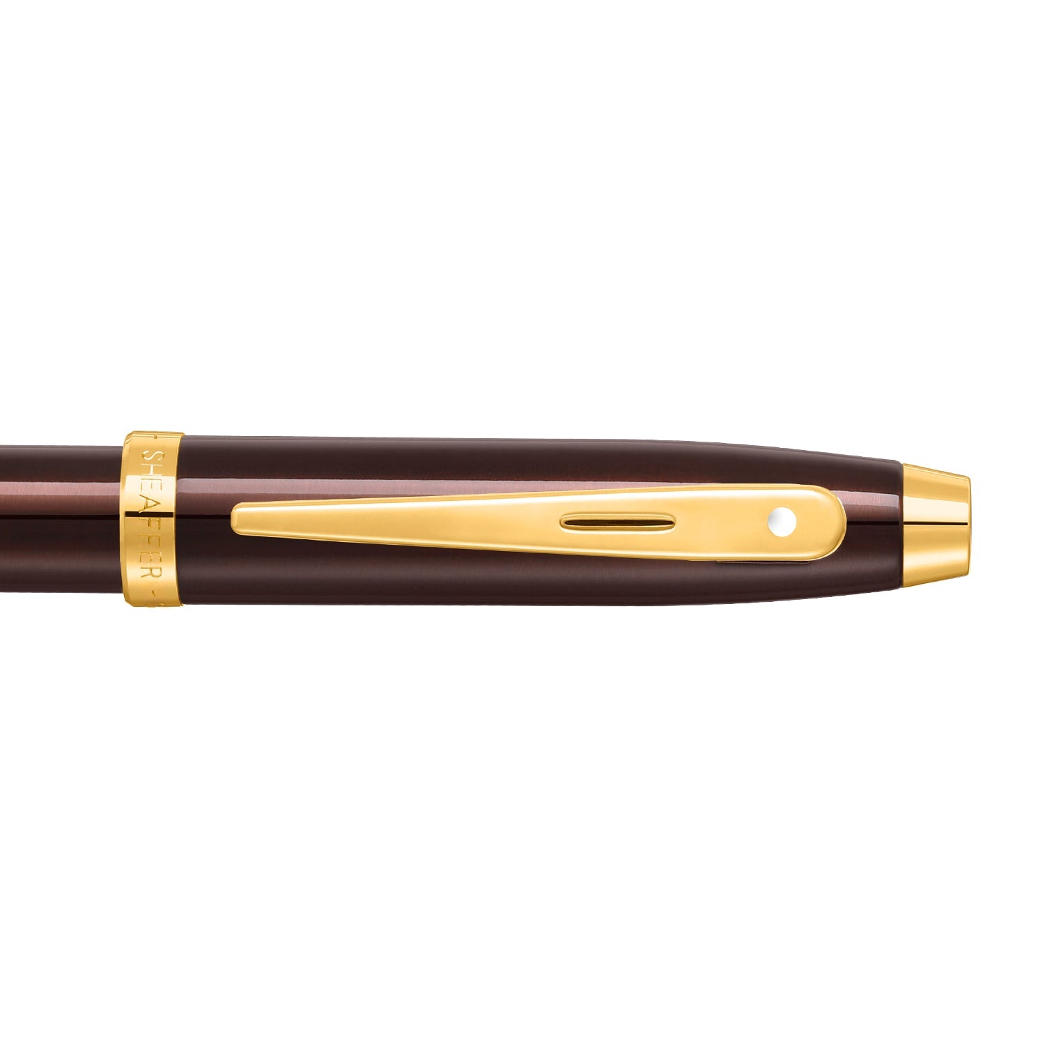 Sheaffer Gift Set ft. Glossy Brown 100 9370 Ballpoint Pen with Gold Trims and Rustic Mocha Credit Card Holder.
