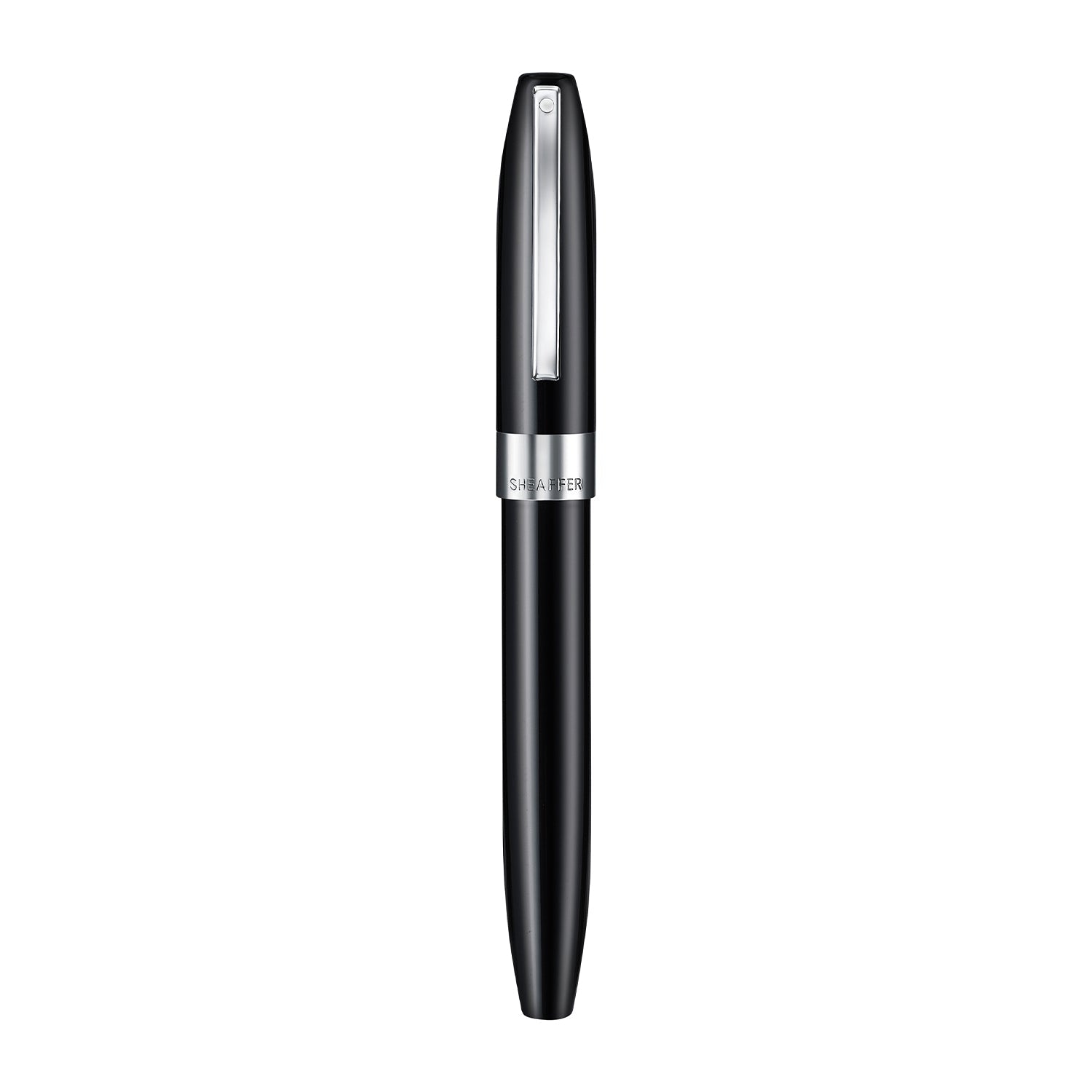 Sheaffer Legacy 9064 Glossy Black Inlaid Nib Fountain Pen with Chrome-Plated Trims.
