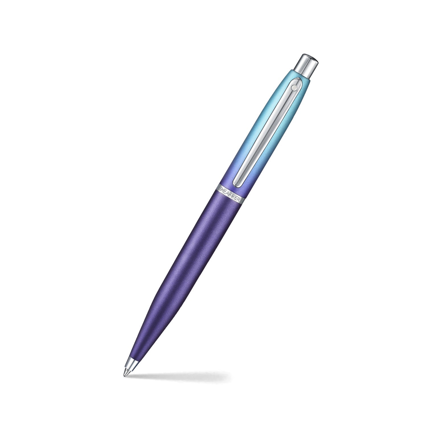 Sheaffer VFM 9430 Expressions Blue and Purple Pearlised Gradient Ballpoint Pen with Chrome-Plated Trims.