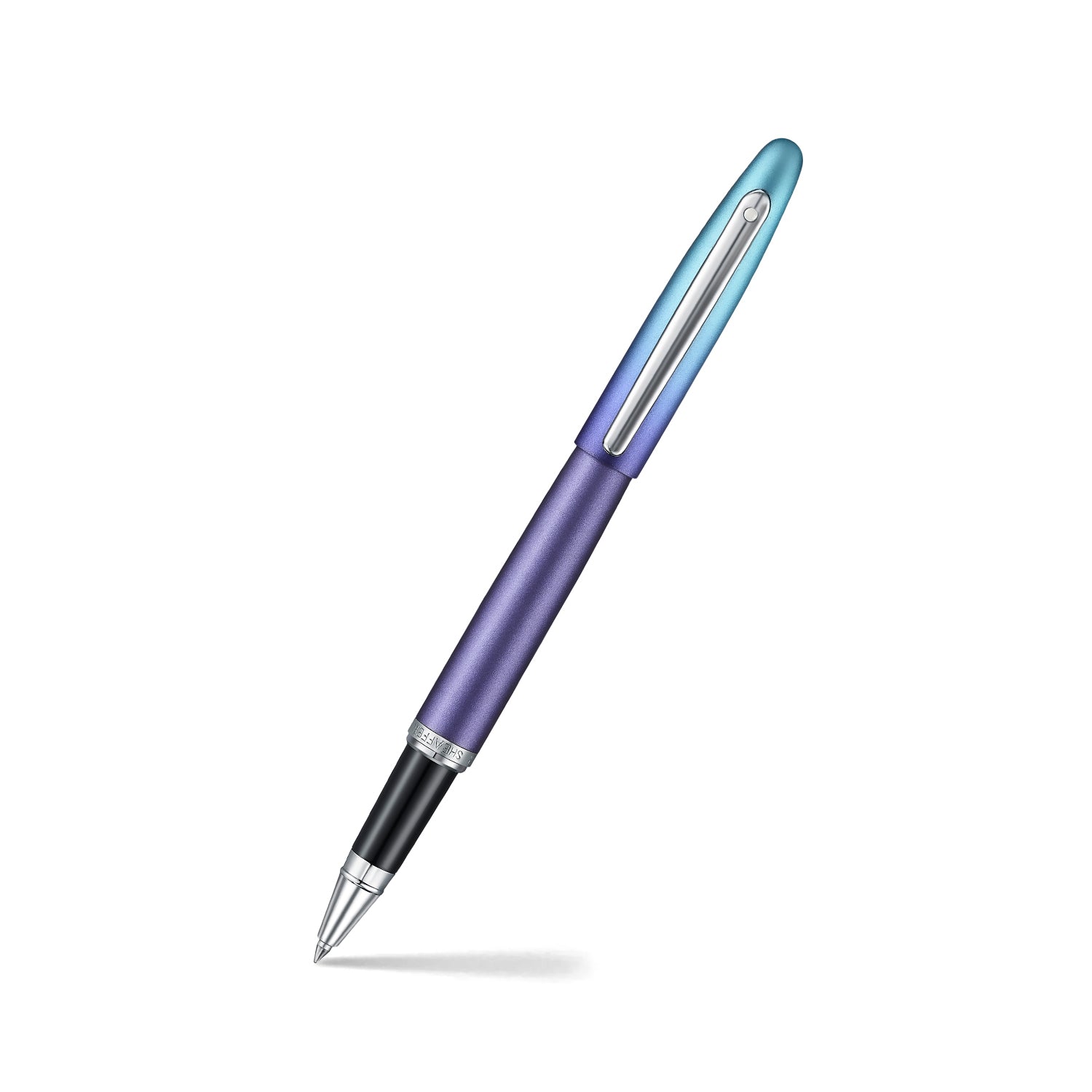 Sheaffer VFM 9430 Expressions Blue and Purple Pearlised Gradient Rollerball Pen with Chrome-Plated Trims.