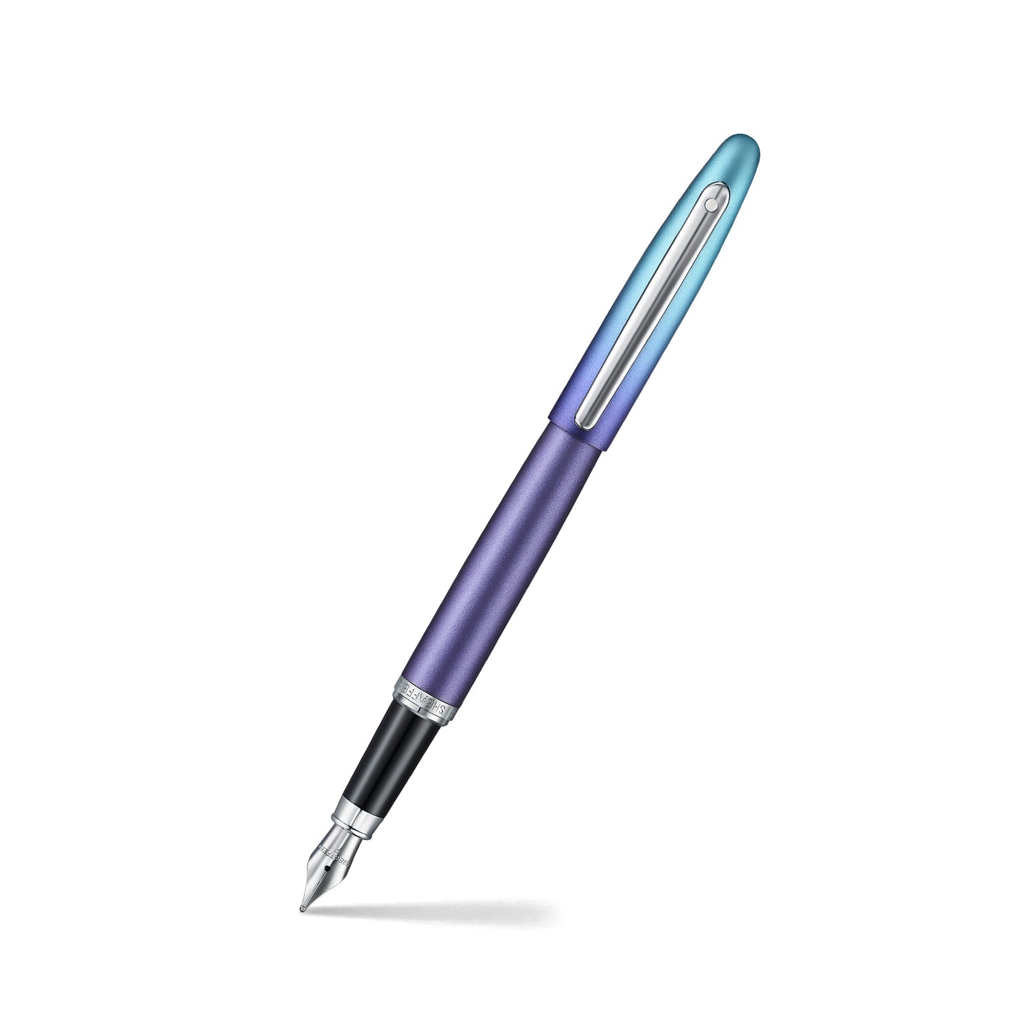 Sheaffer VFM 9430 Expressions Blue and Purple Pearlised Gradient Fountain Pen with Chrome-Plated Trims.