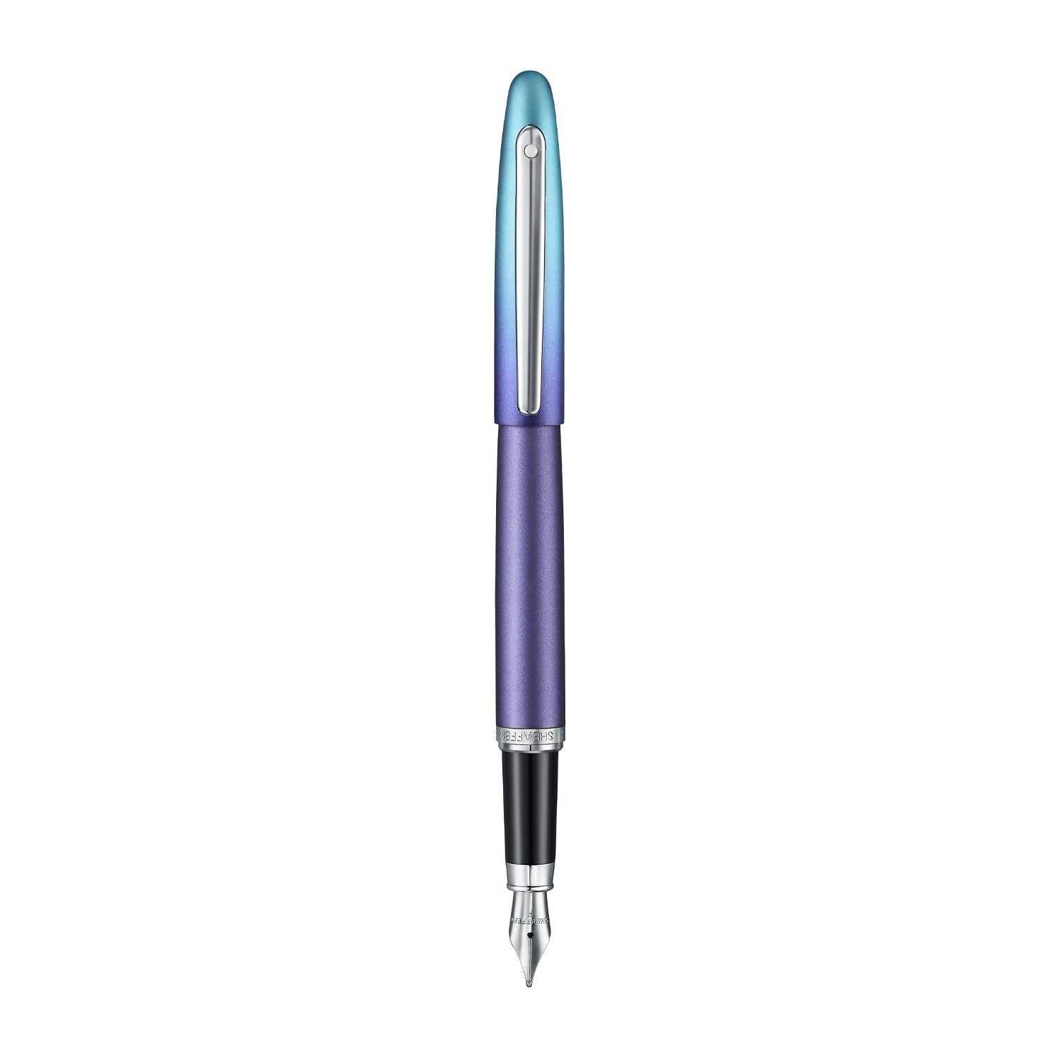 Sheaffer VFM 9430 Expressions Blue and Purple Pearlised Gradient Fountain Pen with Chrome-Plated Trims.