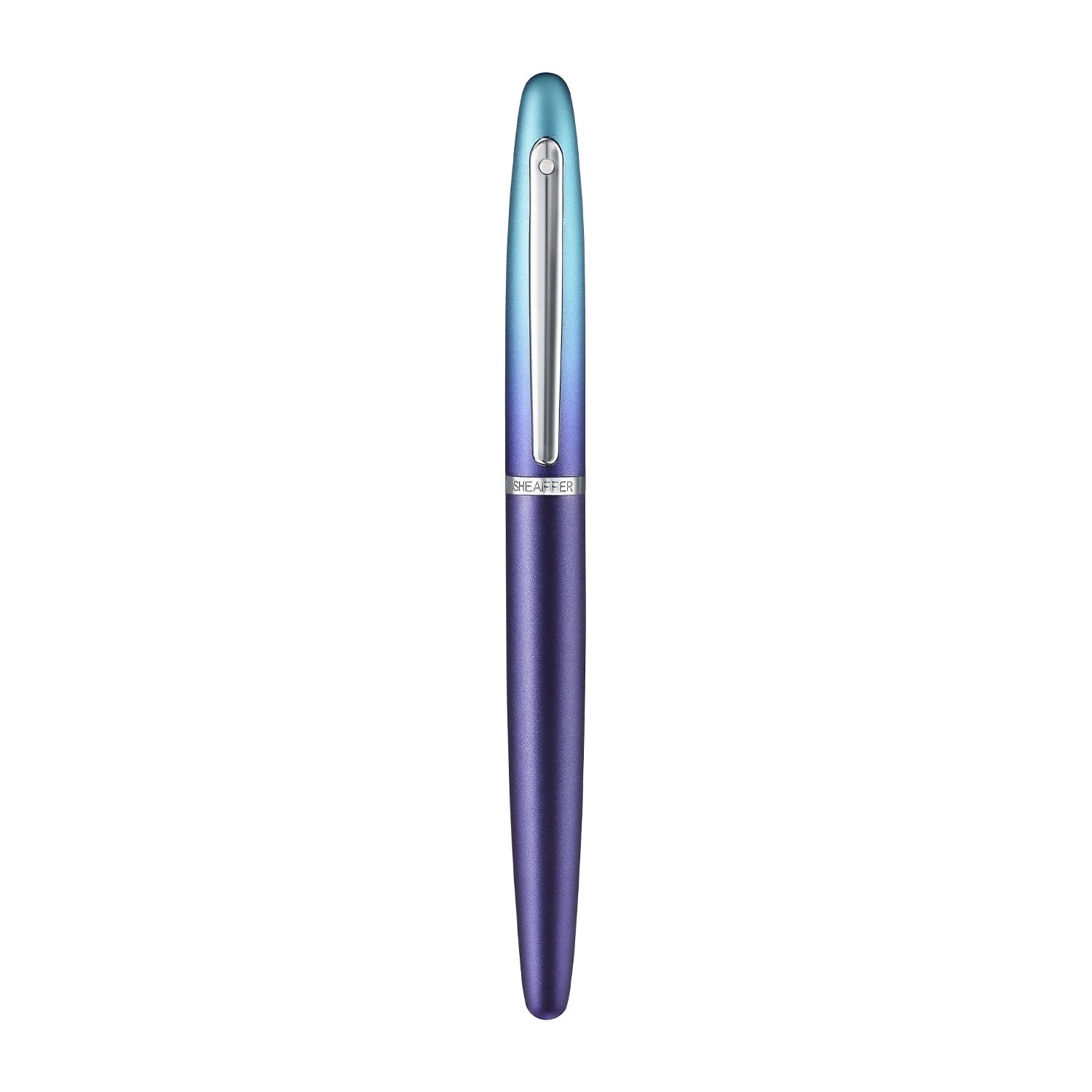 Sheaffer VFM 9430 Expressions Blue and Purple Pearlised Gradient Fountain Pen with Chrome-Plated Trims.