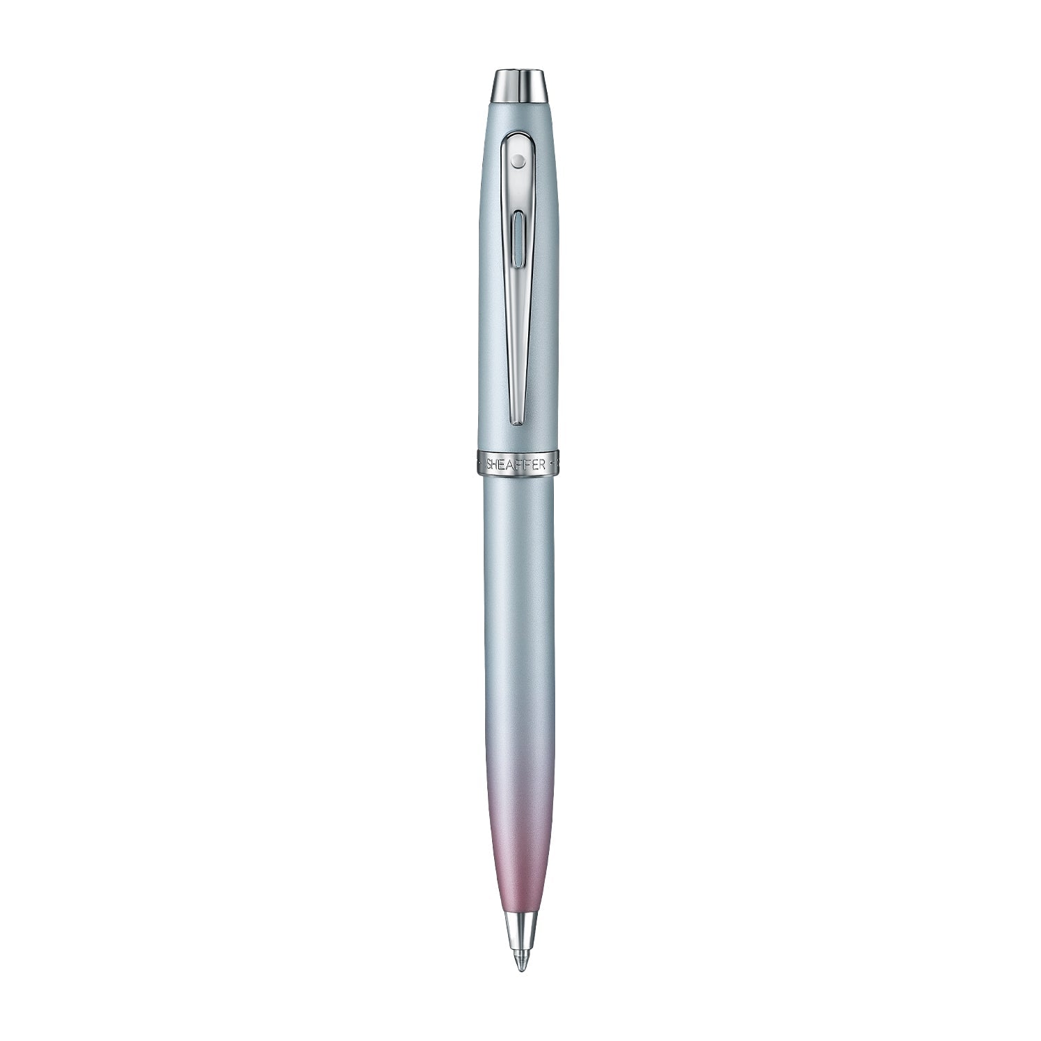 Sheaffer 100 9376 Expressions Blue and Pink Pearlised Gradient Ballpoint Pen with Chrome-plated Trims.