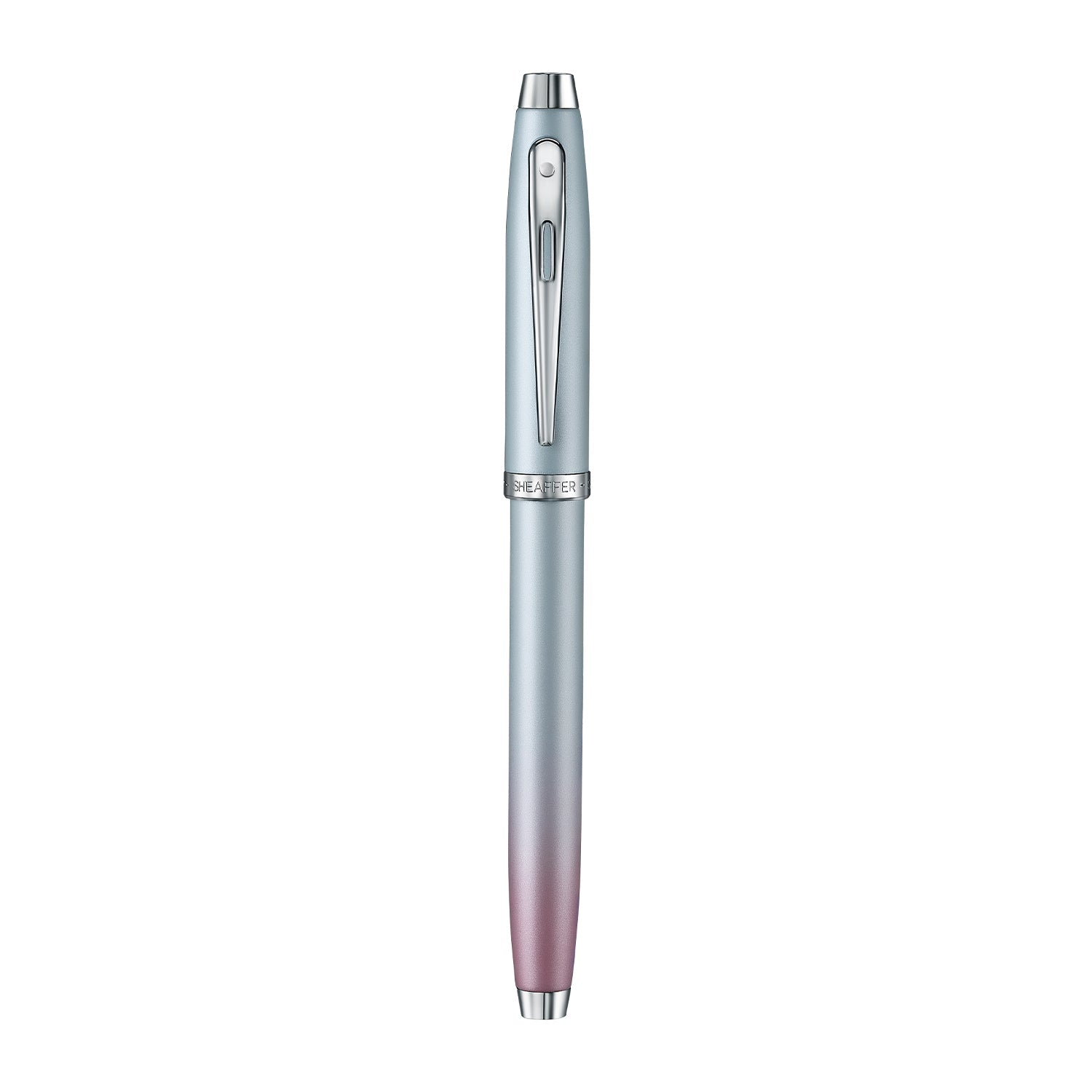 Sheaffer 100 9376 Expressions Blue and Pink Pearlised Gradient Rollerball Pen with Chrome-plated Trims.