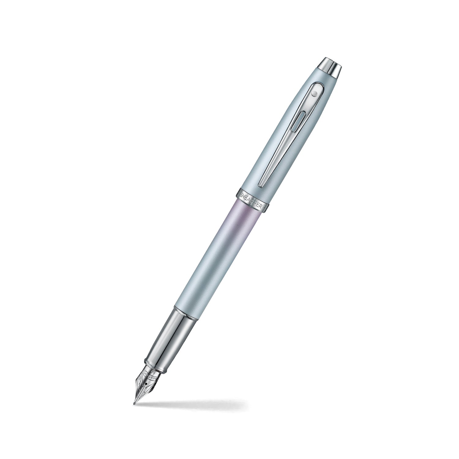 Sheaffer 100 9376 Expressions Blue and Pink Pearlised Gradient Fountain Pen with Chrome-plated Trims.