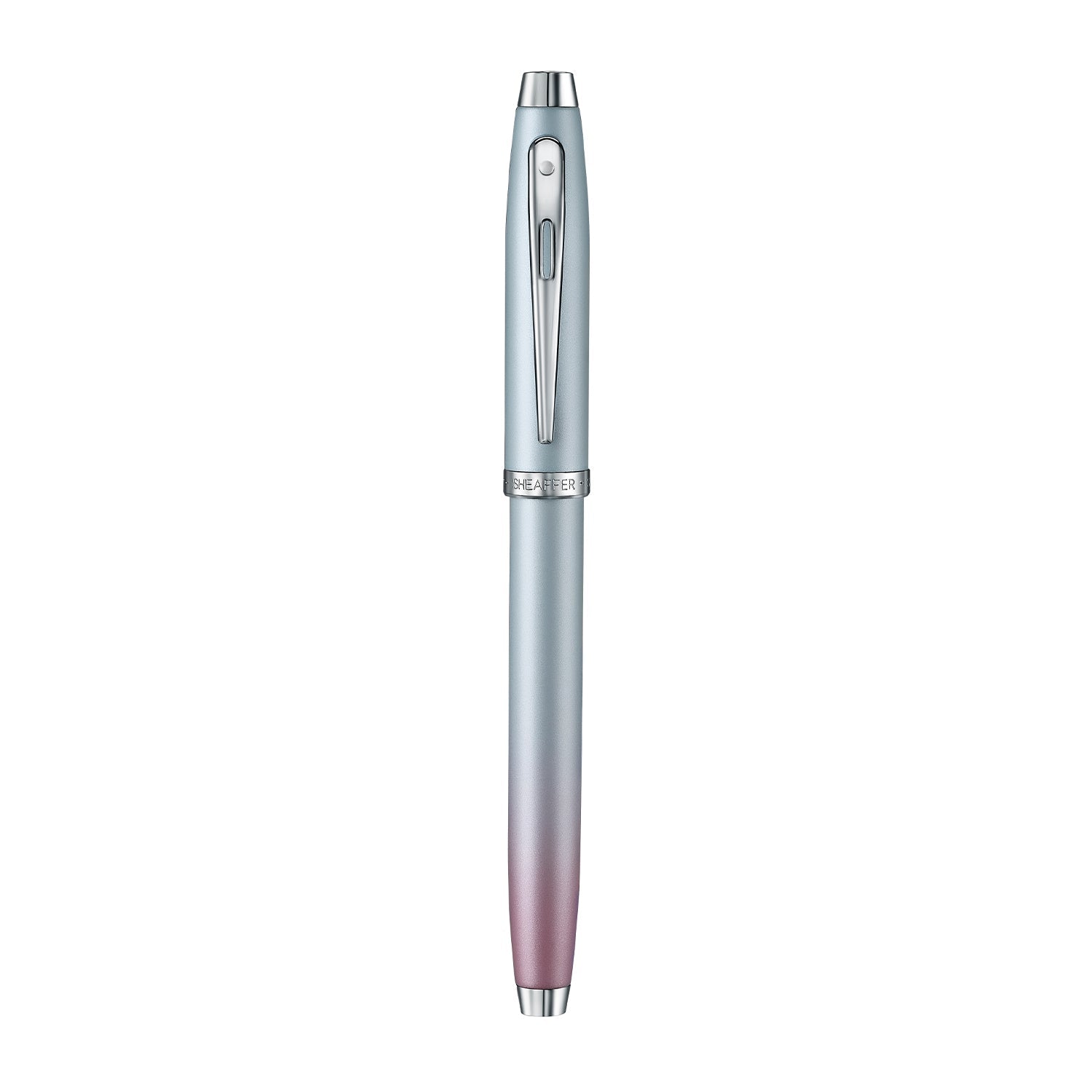 Sheaffer 100 9376 Expressions Blue and Pink Pearlised Gradient Fountain Pen with Chrome-plated Trims.