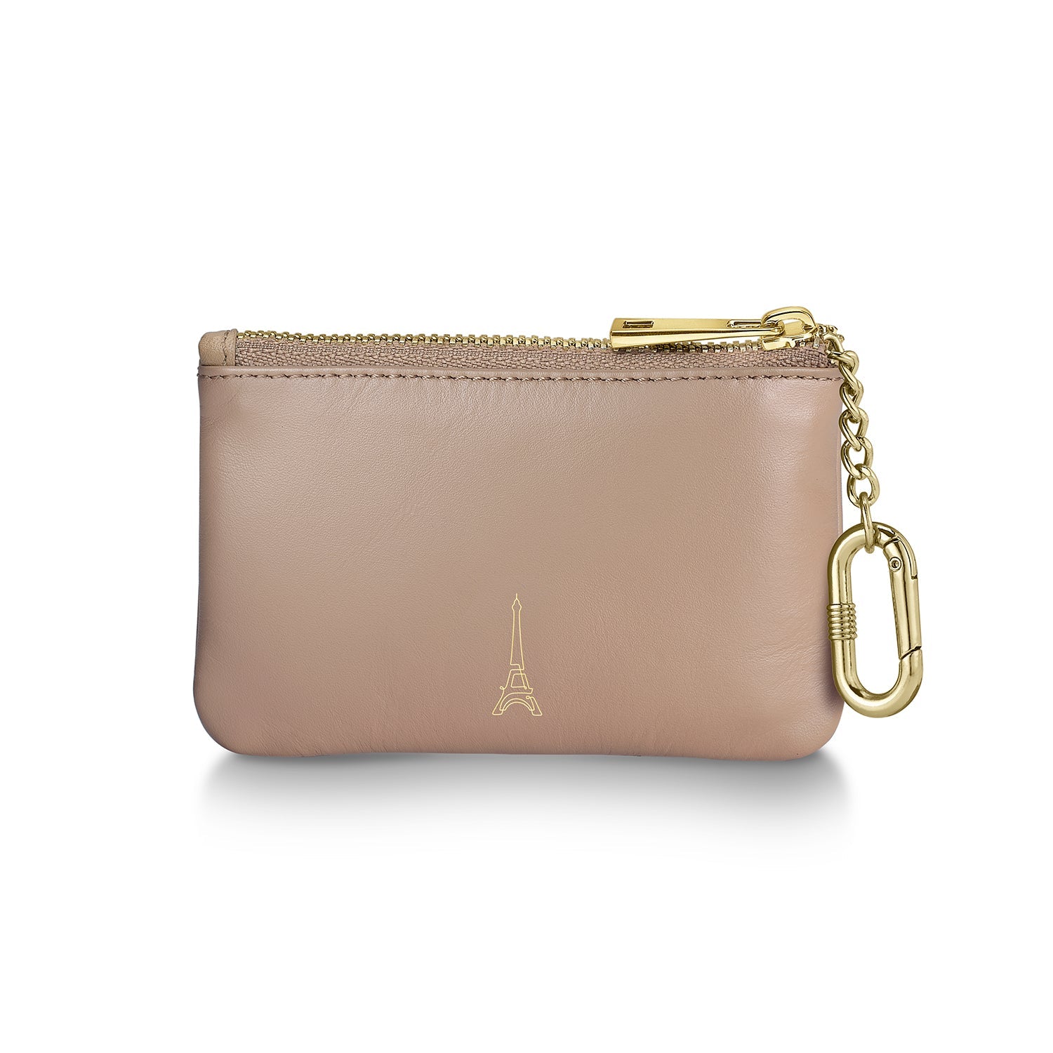Sheaffer Emily in Paris Full-Grain Leather Zipped Key Fob Pouch with Bow-Shaped Emblem - Taupe.