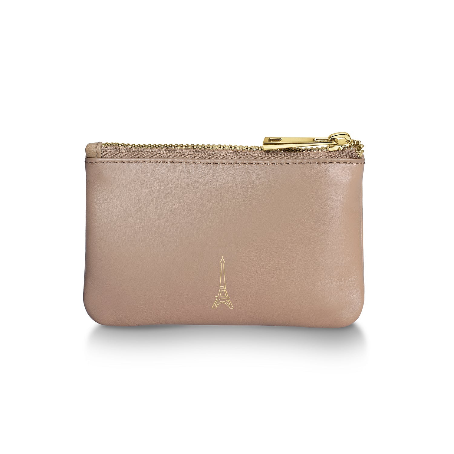 Sheaffer Emily in Paris Full-Grain Leather Zipped Key Fob Pouch with Bow-Shaped Emblem - Taupe.
