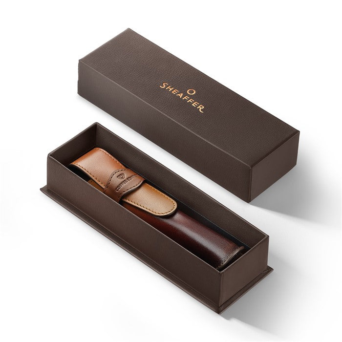 Sheaffer Coffee Edition Full-Grain Leather Pen Pouch for Single Pen.